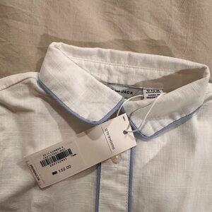 Janie and Jack White Button-Up Shirt with Blue Trim